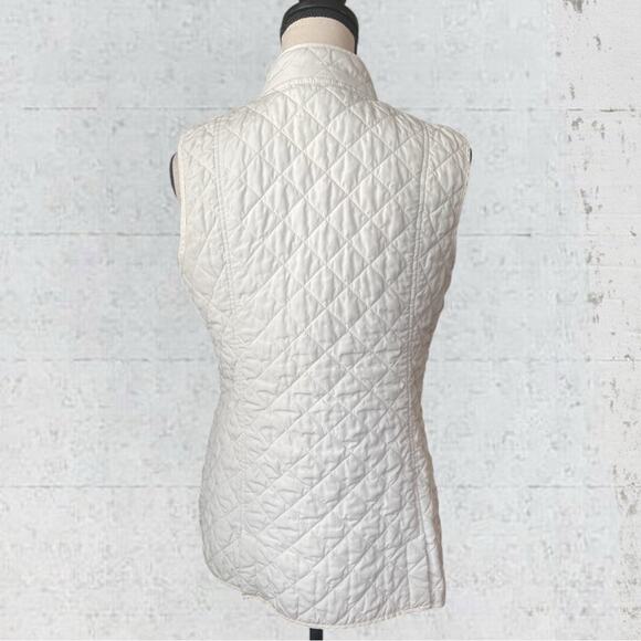 J. Jill Women’s Quilted Puffer Vest Size S Ivory Equestrian Old Money Classic - Picture 4 of 10